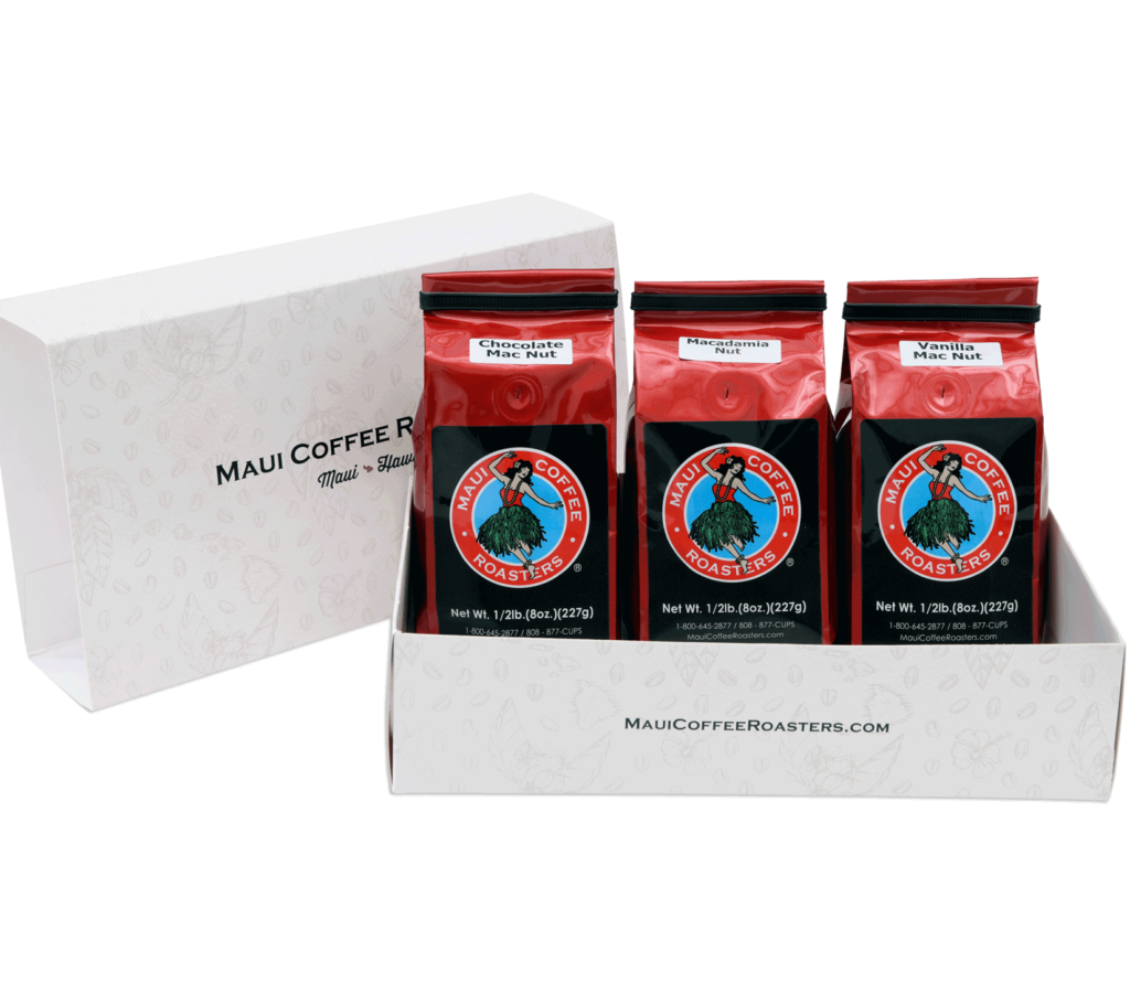 Mac Pack Trio Maui Coffee Roasters 100 Kona Coffee Hawaiian